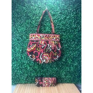 Womens Vera Bradley Shoulder Bag In Puccini Pattern Matching Pen Bag Carry Case